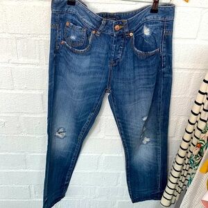 Zara Button Fly High Rise Denim Jeans size 6